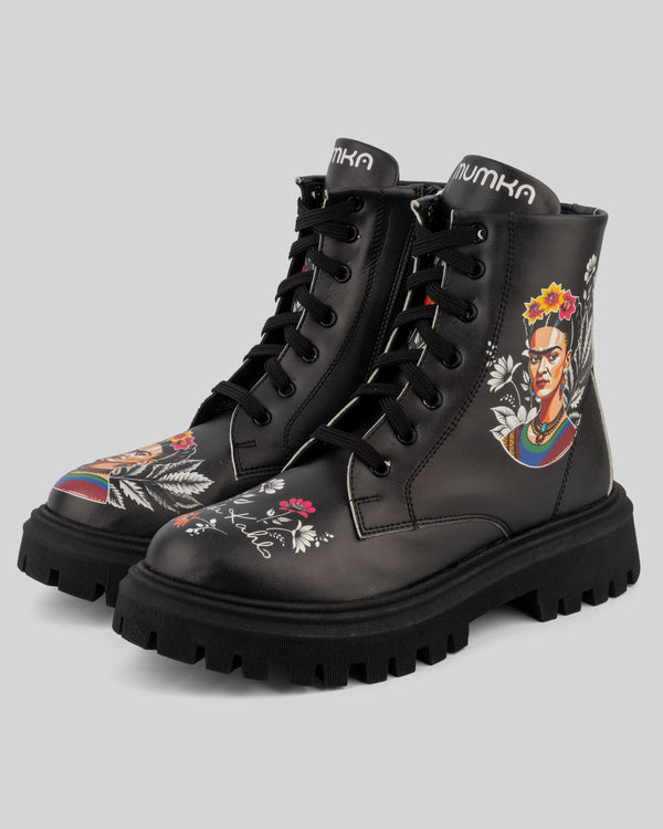 mumka-Calzado-mujer-Botas de Frida Kahlo Black